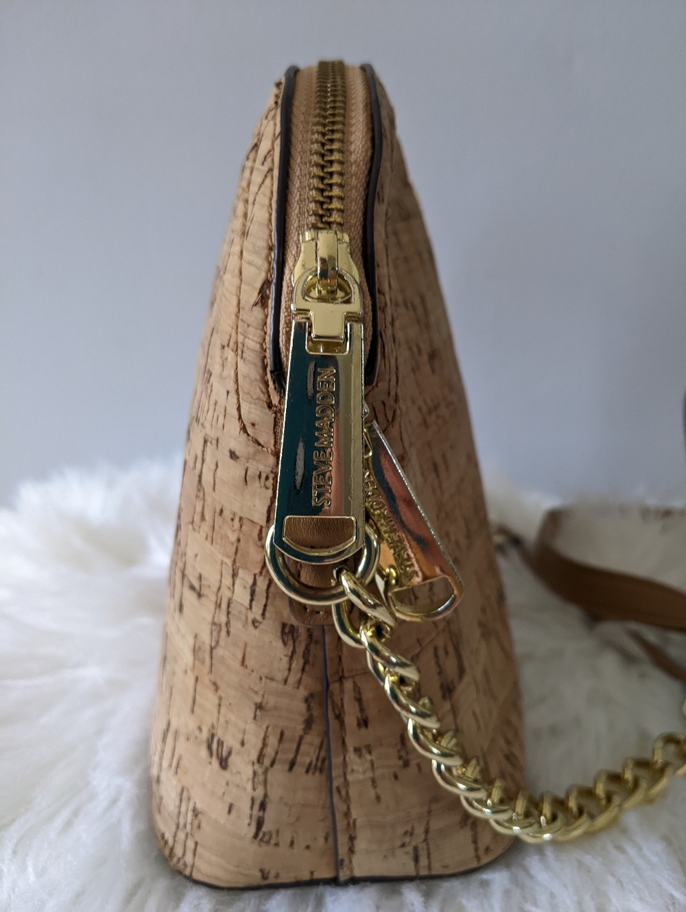 Steve Madden Cork-Texture Crossbody in Tan - Picture 3 of 5